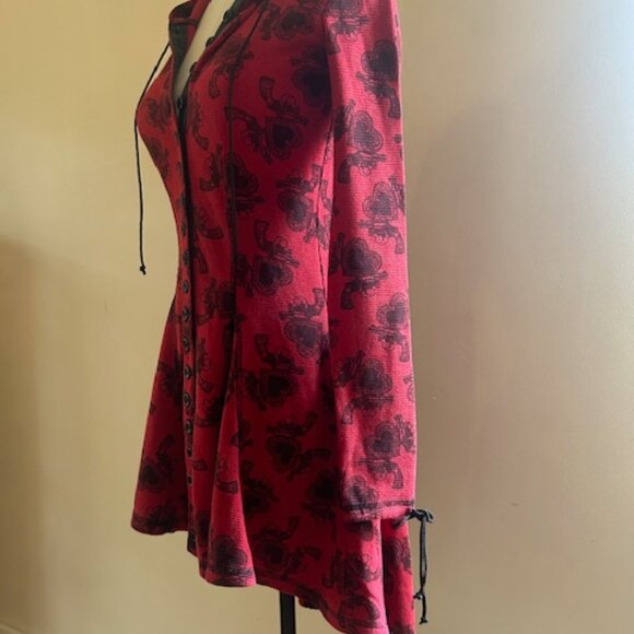 Vintage Betsey Johnson Hearts & Guns Buttons Cardigan/Dress - Picture 4 of 10